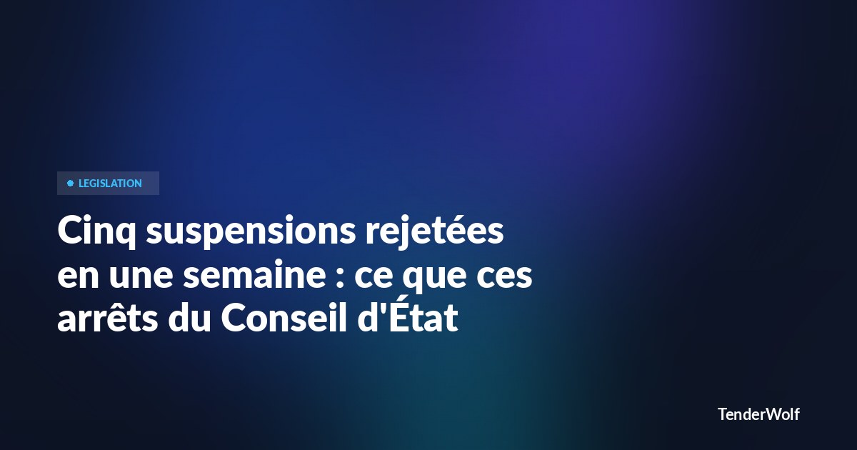 Cinq arrêts du Conseil d'État été 2024 — leçons pour les bid managers