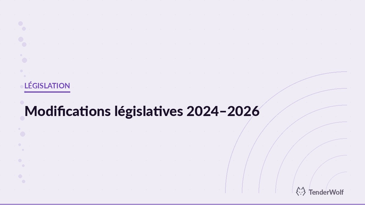 Modifications de la législation sur les marchés publics