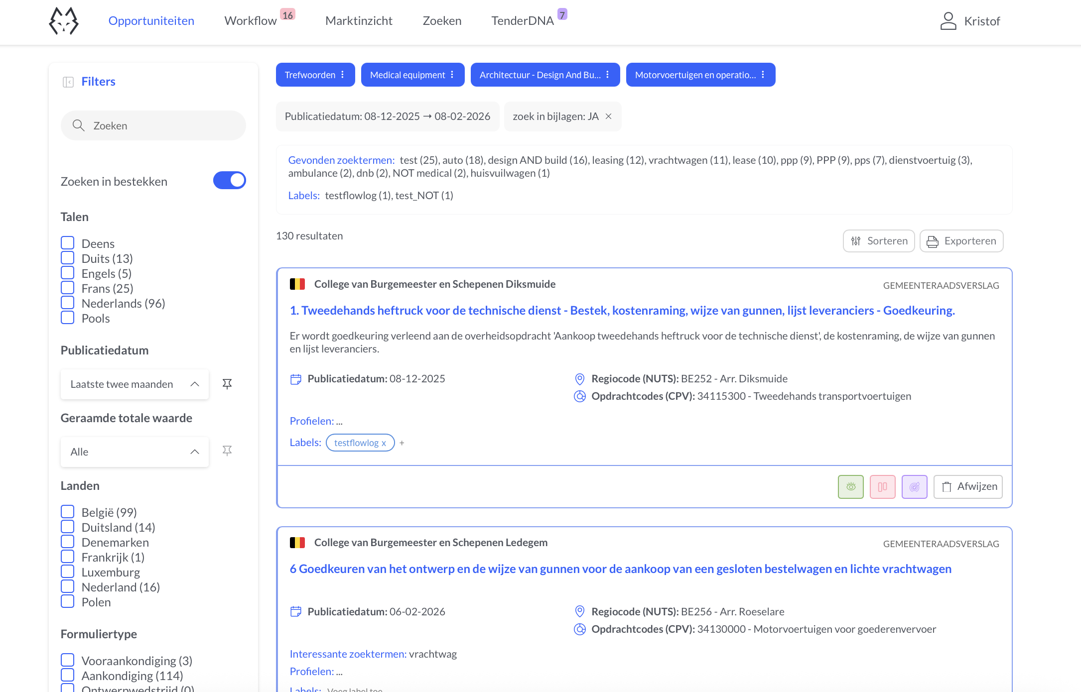 TenderDNA — dagelijkse selectie van relevante tenders