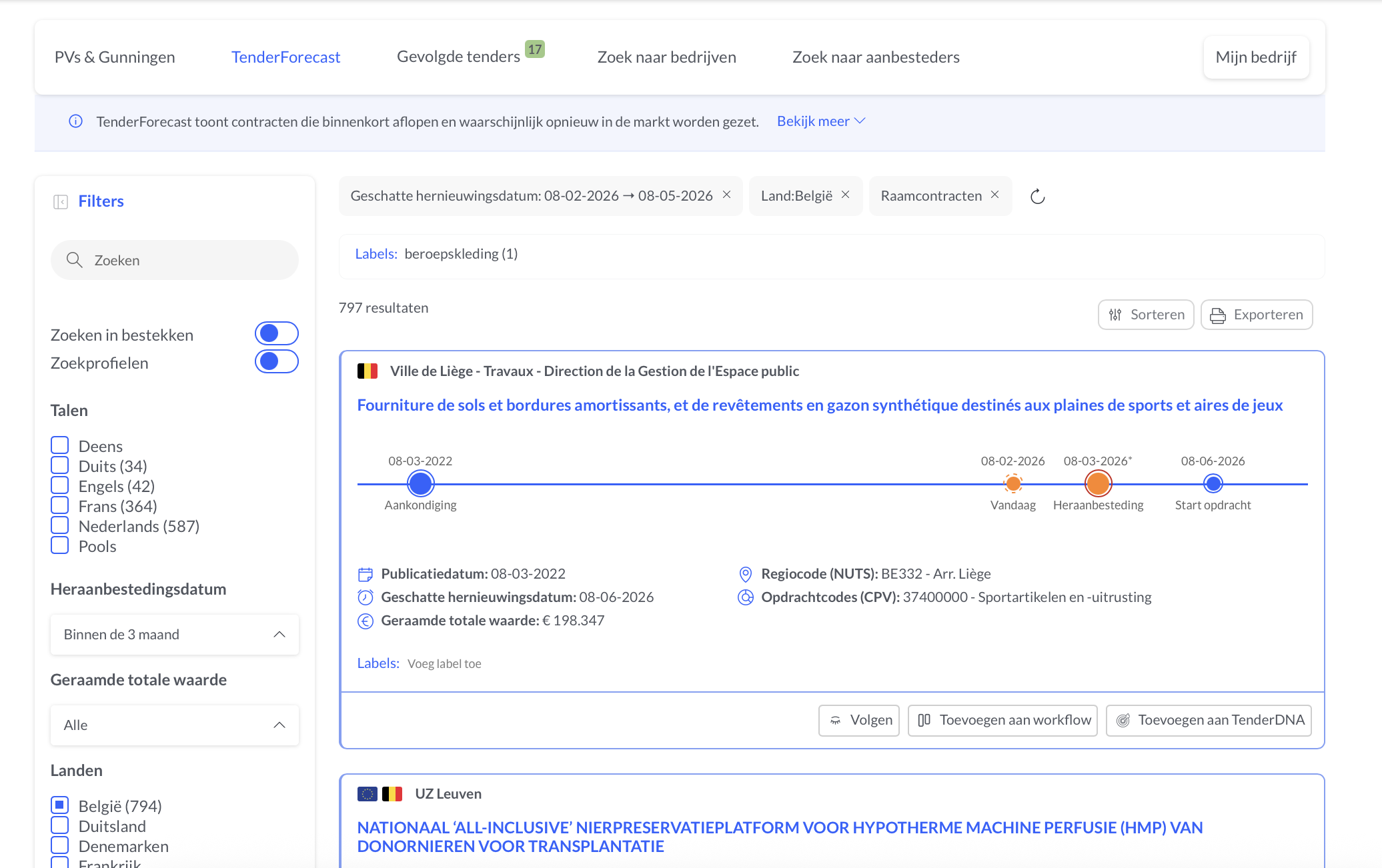 TenderForecast — anticipeer op aflopende contracten